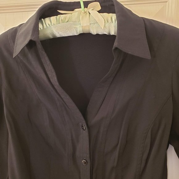 BHS Button Down Black Professional 3/4 Sleeve Top - Picture 7 of 8